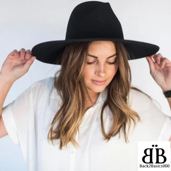 Accessories | Nwot 4 Boho Wide Brim Black Hat Wool Blend  display picture 3